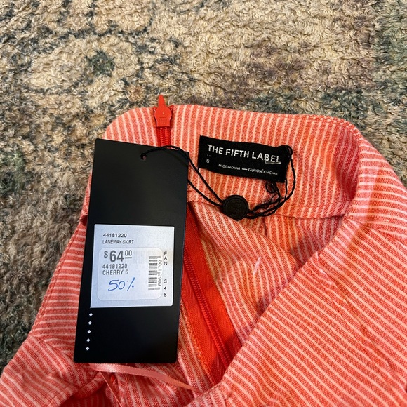 The Fifth Label Coral and White Striped Ruffle Pencil Skirt - Picture 3 of 4